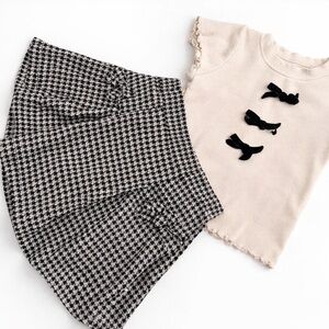 Houndstooth Skirt and Cream Top Set